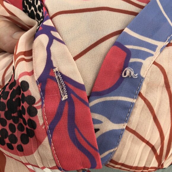 Molly Bracken Dress Womens Small Multi Floral Mini Blouson Knife Pleats Button - Picture 5 of 13